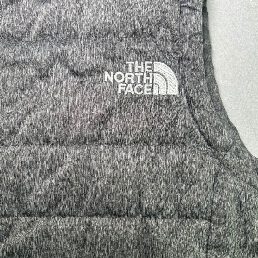The North Face Puffer Vest Women XS Grey Heathered Insulated Full Zip - Picture 3 of 8